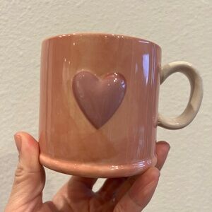 The Old Pottery Company Tea Coffee Cup Mug Pink Backdrop with 3D Heart 🩷